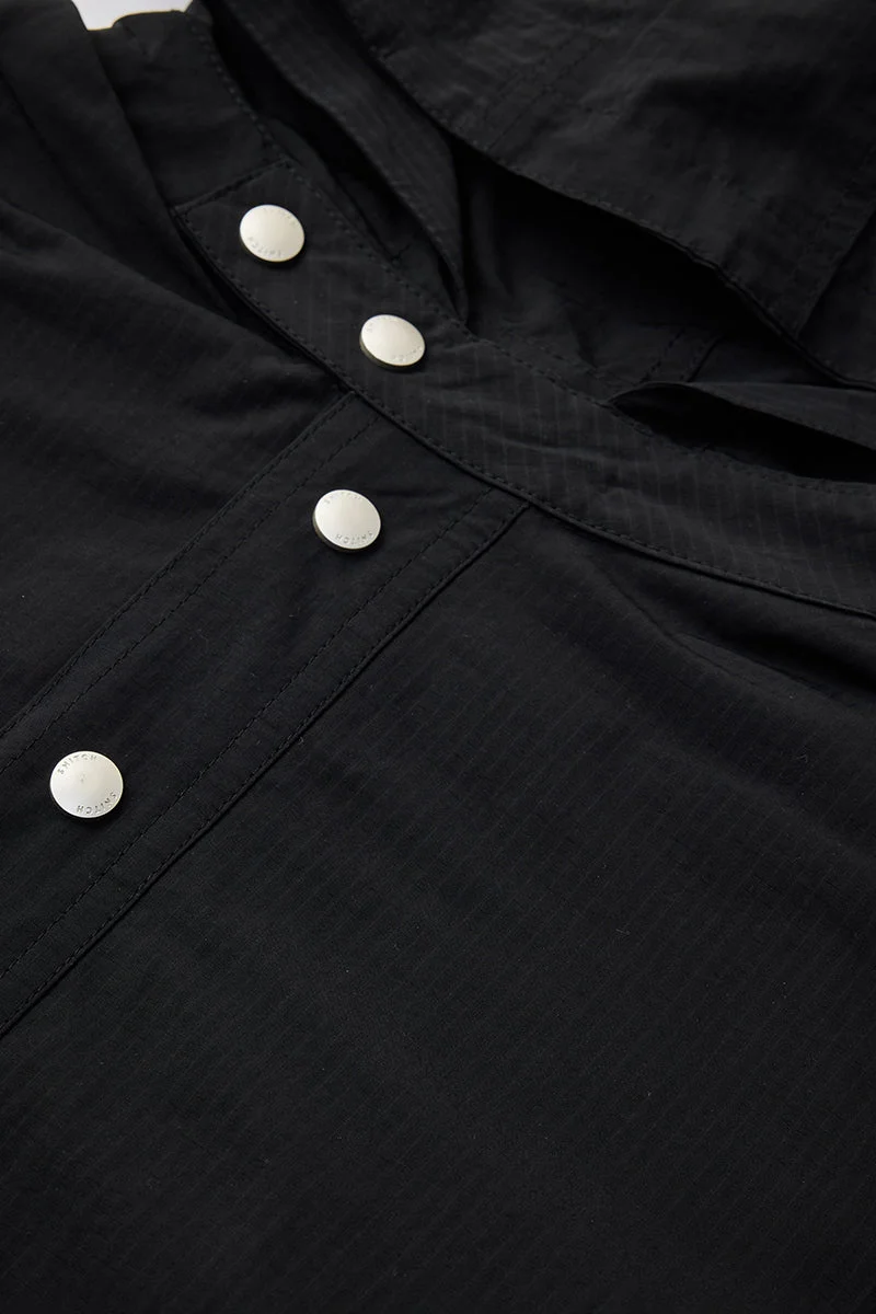 Snitch Black Hooded Snap Button Anarok Jacket for Men | Best Price UAE